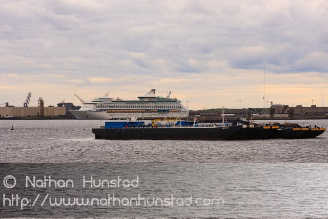 A cruise ship as seen from the Staten Island Ferry
